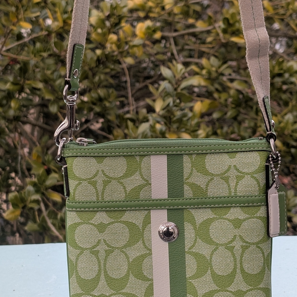 Coach Green and Cream Crossbody Bag